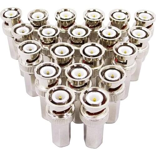 20PCS BNC MALE Twist-on Coax Coaxial Rg59 Connectors for CCTV Security Cameras BNC Male to F Female CNIM Hot