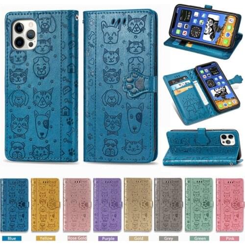 Cute Animal Leather Wallet Phone Case for IPhone 12 11 Pro Max Mini X XS XR XSMAX 8 Plus 2020 SE Full Protection Back Cover Case