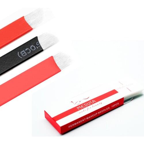 Free Shipping MEDUSA Microblading 0.18 Mm 14/16/17/18 Shape Permanent Makeup Eyebrow flex Tattoo Needles Blade For 3D PMU 10Pcs