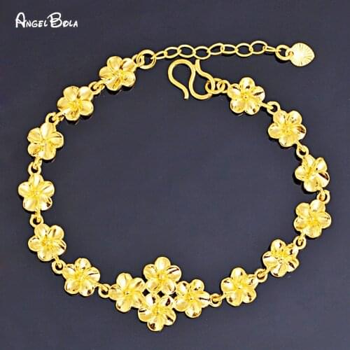 Fashion Gold Flower Bracelet Jewelry Girl Lucky Watch Chain Muslim Hot Selling Womens Charm Bracelet Accessories Wholesale