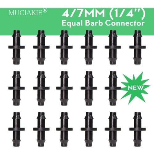 MUCIAKIE 4/7mm Straight Barbed Connector 1/4'' Repairing Garden Water Coupling Adapter for Hydroponics Drip Irrigation Tubing