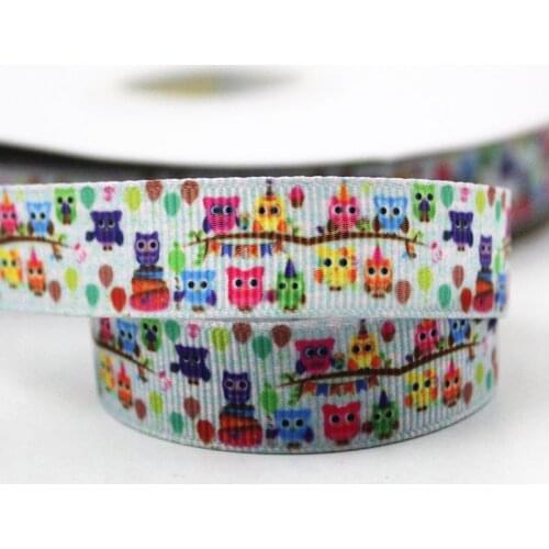 Cartoon owl printed grosgrain ribbon 9-75mm DIY handmade materials christmas wedding gift wrap tape ribbons