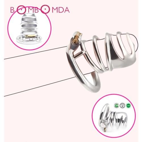 Stainless Steel Male Penis Chastity Cage Sex Toys for Men Penis Lock Gourd Head Appearance SM Tune Penis Chastity Men Adult Toys