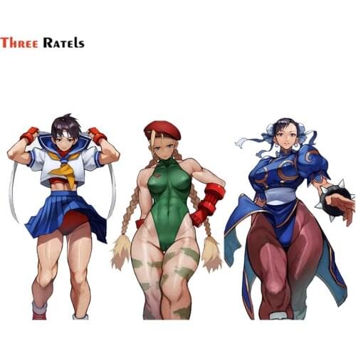 Three Ratels F470 Chun Li Cammy White Kasugano Sakura Game Girl Fighter Stickers For Kids Bicycle Luggage Laptop Decals Kid Toy