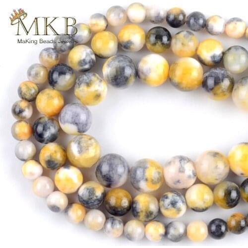 Natural Stone Yellow Persian Jades Spacer Beads For Jewelry Making 6/8/10mm Round Loose Beads DIY Bracelet Necklace Wholesale15"