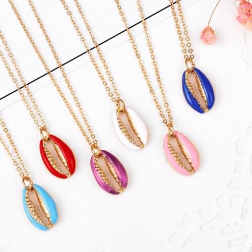 2019 New Fashion Gold Color Alloy Cowrie Shell Necklace for Women Conch Chain Pendant Necklace Summer Jewelry Starfish Collar