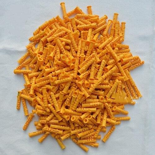 100pcs Plastic expansion pipe M6*30mm M8*40mm rubber plug plastic pipe nylon column expansion screw anchor plug wall plugs