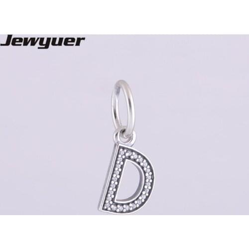 Hanging Letter D dangle charms 925 sterling silver pendant charm fit beads bracelets necklace DIY for women fine jewelry DA075
