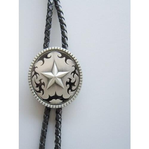 Retail Jeansfriend New Vintage Original Western Oval Star Wedding Bolo Tie Leather Necklace Free Shipping BOLOTIE-WT014