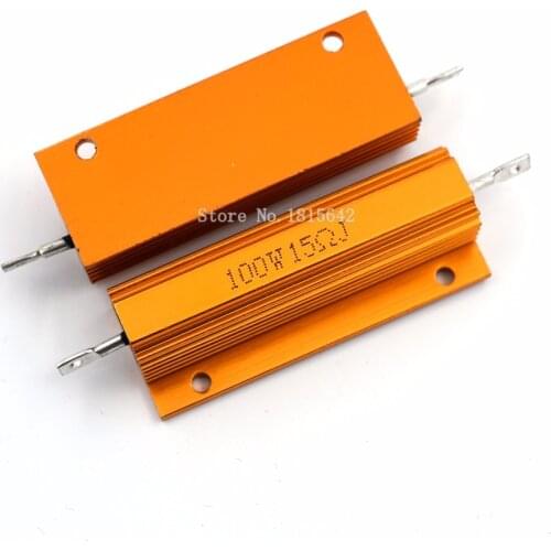 RX24 100W 15R 15RJ Metal Shell Aluminium Gold Resistor High Power Heatsink Resistance Golden Heat Sink Resistor 100 Watt 15 ohm