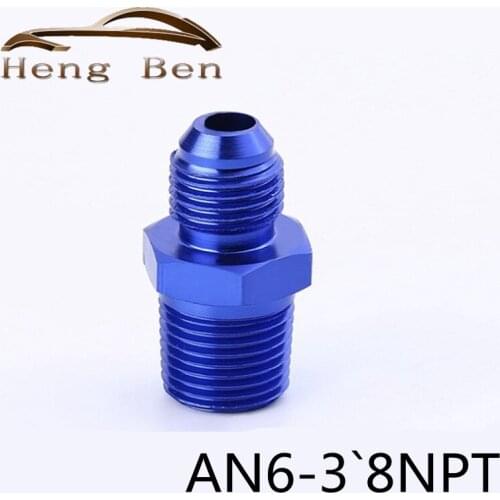 BLUE Male 6 AN-3`8NPT Metric straight fitting Port Adapter