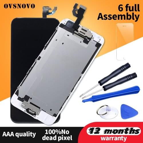 For iPhone 6 LCD Full Assembly Touch Screen Display Replacement for iPhone 6+Front Camera+Home Button+Tempered Glass+Tools set