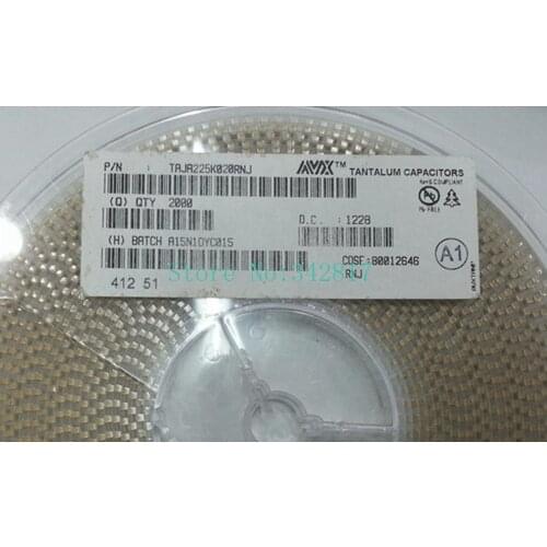 TAJA225M020RNJ CAP TANT 2.2UF 20V 20% 1206 Tantalum Capacitors Size A 100pcs