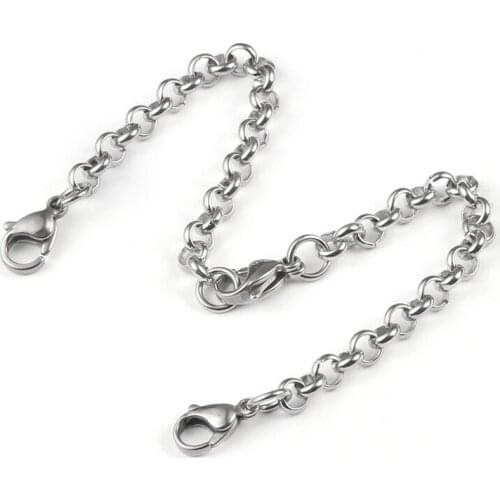 TJP 316L Stainless Steel Round Rolo Bracelet Chain for Living Charm Locket (chain only)