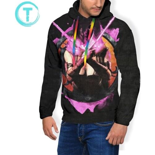 Mortal Kombat Hoodie Mortal Kombat Mileena Hoodies Large Long Pullover Hoodie Black Polyester Outdoor Hoodies