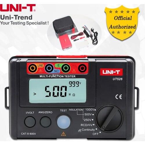 UNI-T UT526 Multifunction Electrical Meter; Insulation Resistance/RCD Test/Low Resistance Continuity Test/Voltage Measurement