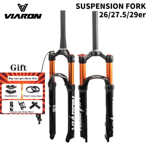 VIARON MTB Bike Fork Solo Air Bicycle Adjustable Front Suspension 26/27.5/29 Inch Straight/Tapered Tube Manual/Remote Lockout