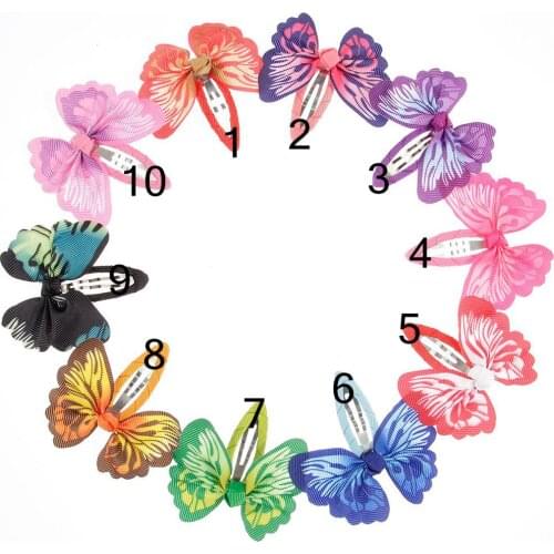 Yundfly 10pcs/lot Chic Baby Girls Ribbon Butterfly Hair Clips Kids Bowknot Hairpins Children Hair Bows Head Accessories
