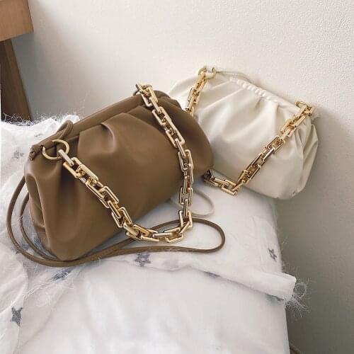 Women Cloud Bag Soft Crossbody 2020 Pu Leather Womens Designer Shoulder Bag Thick Gold Chain Bag Ladies Messenger Bags