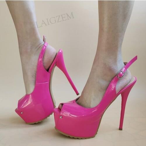 DOHBANER Women Platform Sandals Open Toe Slingback Stiletto High Heels Pumps Wedding Cosplay Shoes Woman Big Size 45 48 50 52