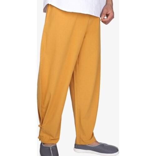 5color black/beige Autumn&SpringCotton kung fu martial arts trousers zen monk lay meditation bloomers shaolin wushu monks pants