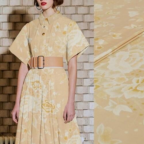 140CM Wide 36MM Floral Print Silk Wool Fabric for Autumn Spring and Autumn Dress Coat Jacket Pants J144