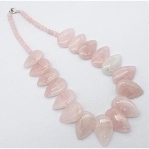 1 Strand 31x22x6mm Wholesale Natural Rose Quartz Teardrop Pendant Necklace Jewelry Ornaments 16.5inch S297