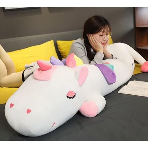 1pc 60-170CM Lovely Large Lying Soft Unicorn Toys Stuffed Animal Plush Toys Cute Unicorn Horse Doll Kids Doll for girl Gift