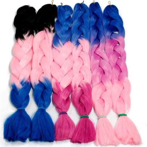 165g 64 inch three ombre color Xpression braids synthetic hair for crochet box braid brawn green blue yellow synthetic hair