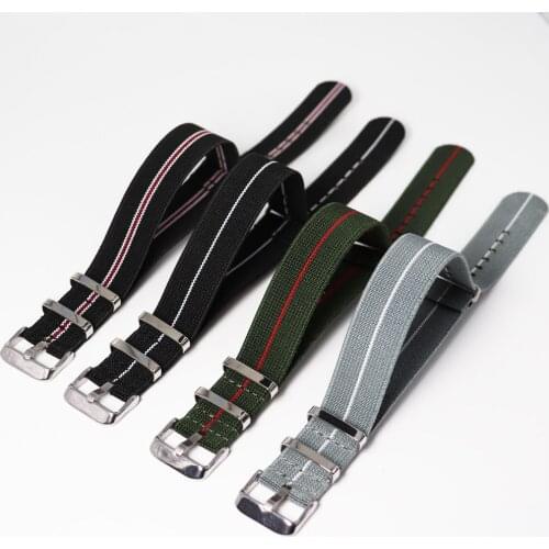 20mm 22mm For French Troops Parachute Bag Watchband Nato Zulu Elastic Nylon Belt Watch Strap Bracelet Military Watch Band