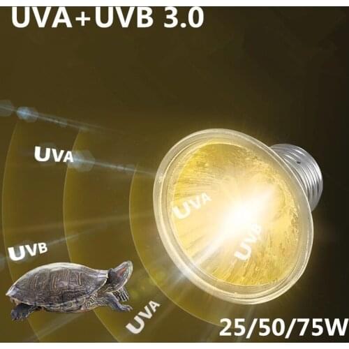 25/50/75W Aquarium Reptile Heating Lamp Bulb UVB+UVA3.0 Basking Light Bulb Heat for Turtle Lizard Snake Calcium Supplement