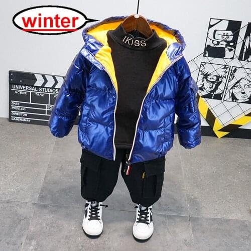3pcs/Set Kids Suit Winter Boys Warm Down Jacket +Plus Velvet T-Shirt +Thick Pants Sport Outfit Children Clothing 2-6Yr