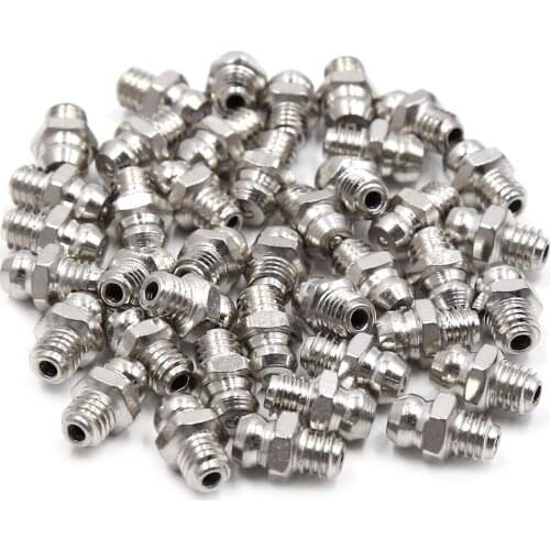 Uxcell 40pcs M6 x 1 Nickel Plated Straight Grease Nipple Fitting for Motorbike Car