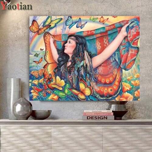 5D Diamond Painting butterfly fairy Full Drill 3D Picture by Number Kits, DIY Rhinestone Pasted Paint Set for Arts And Crafts