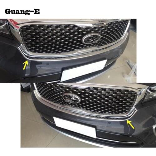 Car ABS Chrome Front Engine Machine Grille Grid Grill Upper Hood Stick Lid Trim Lamp 1pcs For Kia Sorento L 2015 2016 2017