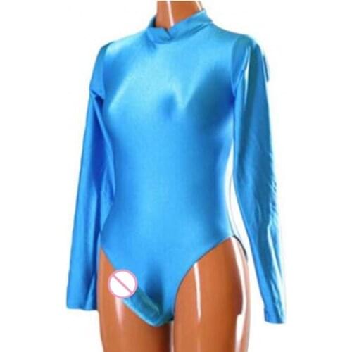 More colors sexy mens Spandex jumpsuit Leotard catsuit Long Sleeve with penis sheaths