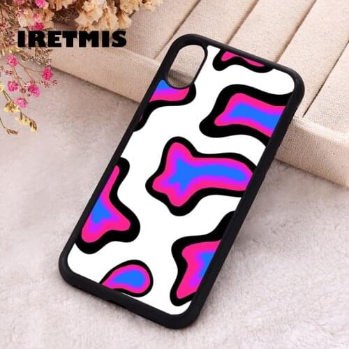 Iretmis 5 5S SE phone cover cases for iphone 6 6S 7 8 Plus X Xs Max XR 12 MINI Pro Silicone Colourful Cow Print Rainbow pattern