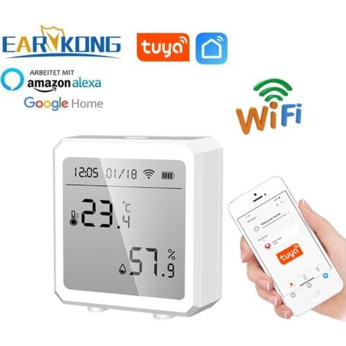 Tuya WiFi Temperature Sensor Humidity Detector Indoor Smart Hygrometer Thermometer With LCD Display Support Alexa Google Home