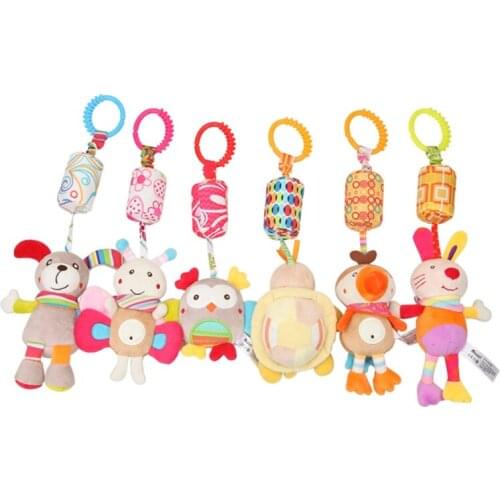 Baby Bed Animal Haning Rattle Cloth Decoration with Bell Inside Interactive Toy Infant Gift for Baby Brain Training