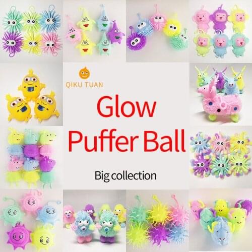 Childrens luminous fur ball small gift toy decompression decompression vent luminous flashing bouncy ball squishy stress toys