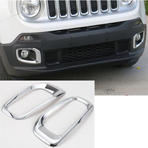 For Jeep Renegade 2015 2016 Car Styling 2Pc/Set Chrome ABS Exterior Front Fog Lamp light Trim Decor Frame Sticker Cover