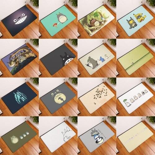 Flannel anti-slip mats Totoro cat cute animal printed Rectangular Mat 40*60cm Entrance Doormats Washable Kitchen Floor Bathroom