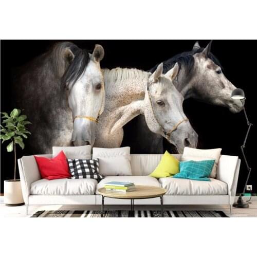 Customize Nonwoven Wallpaper White horse Wallpapers 3D Wall Wallpaper For Bathroom For Living room Background Wall