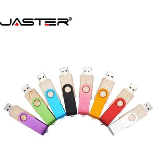 JASTER Pen Drive Rotatable Clip Wooden USB 2.0 4gb 128gb 16gb 32gb 64gb usb Flash Drive Memory Stick Thumbdrive 10pcs Logo Free