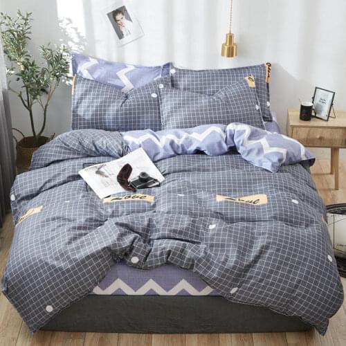 Comforter Bedding Set King Full Twin Bedding Sets Man Kid Teens Bed Linen Plaid Lattice Duvet Quilt Cover Pillowcases Flat Sheet