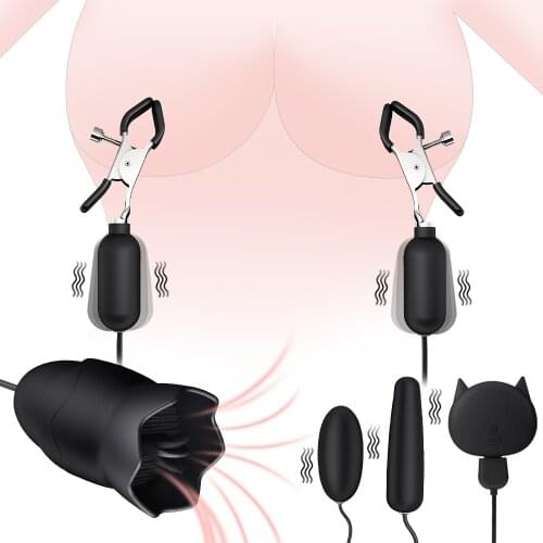 Wireless Remote Control Nipple Massager Tongue Licking Jumping Egg Bullet Clitoral Stimulate Sex Toys For Woman Sex Machine