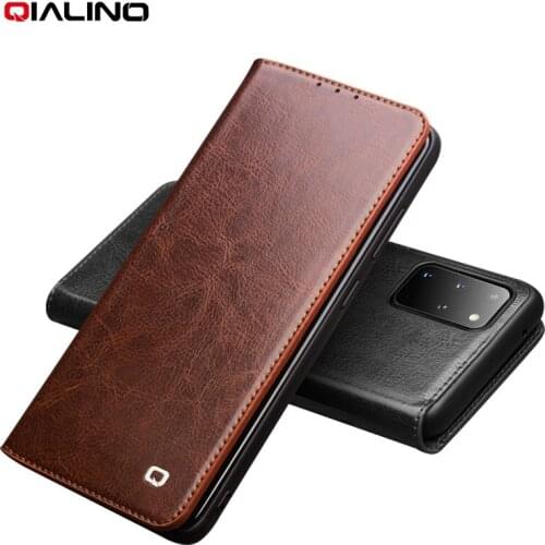 Qialino Fashion Genuine Leather Case For Samsung Galaxy S20 Ultra Bag Card Slot Ultrathin Flip Cover For Galaxy S20+ Plus 5g