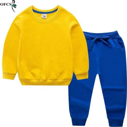 Fashion Trend Childrens Suit New Clothes Spring Wear 2-12Y Boys Girls Long Sleeved Tops + Trousers Sports pants Kids 2Pcs Suits