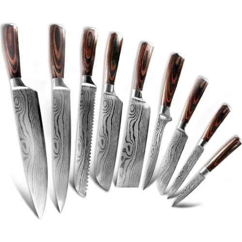 Auspicious cloud stainless steel kitchen knife laser pattern knife set sharp 8-inch kitchen fruit knife