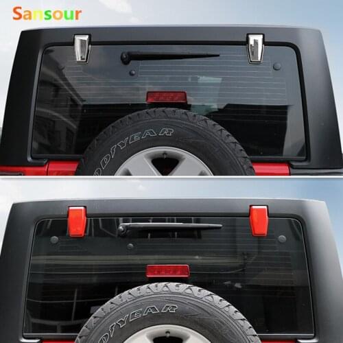Sansour Car Rear Glass Door Tailgate Hinge Cover Trims Sticker Interior Accessories for Jeep Wrangler JK 2007-2017